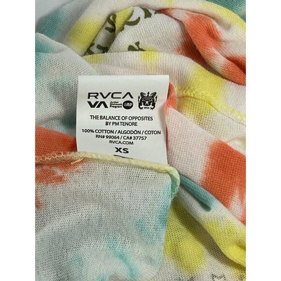RVCA World Tour Tee Sz XS White Multicolor TieDye Graphic Print Oversized Cotton - Picture 16 of 16